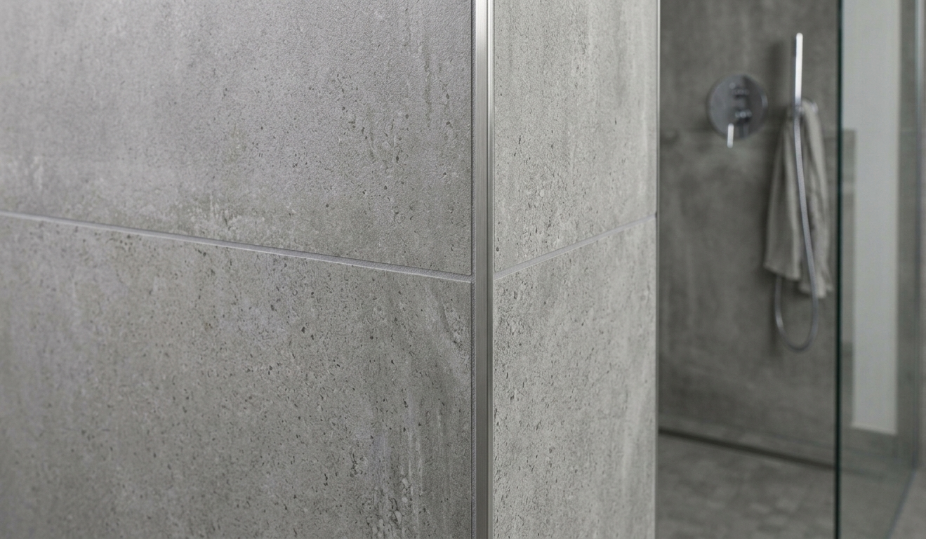 lišta do kúpeľne s betónovým obkladom